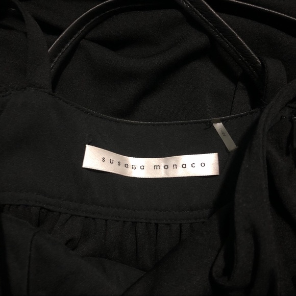 Susana Monaco Black Leather Trim Strappy Dress 4 - Picture 6 of 7